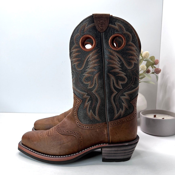 Ariat Heritage Roughstock Brown Leather Western Boot 10029759 Men's US 8.5 D - Picture 1 of 11